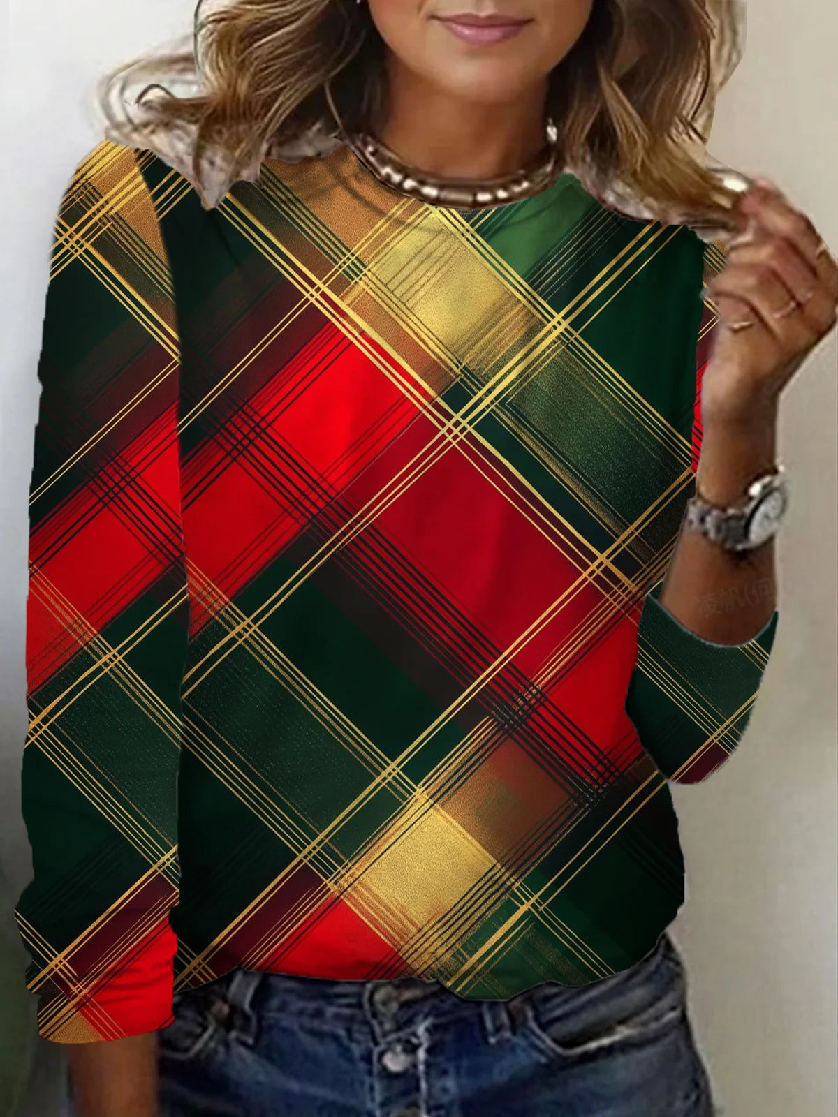 Women's Long Sleeve T-shirt Spring/Fall As Picture Christmas Printing Jersey Crew Neck Daily Going Out Casual Top