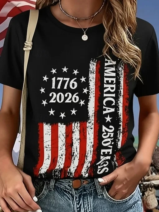 Casual Loose Crew Neck Letter Pattern T-Shirt