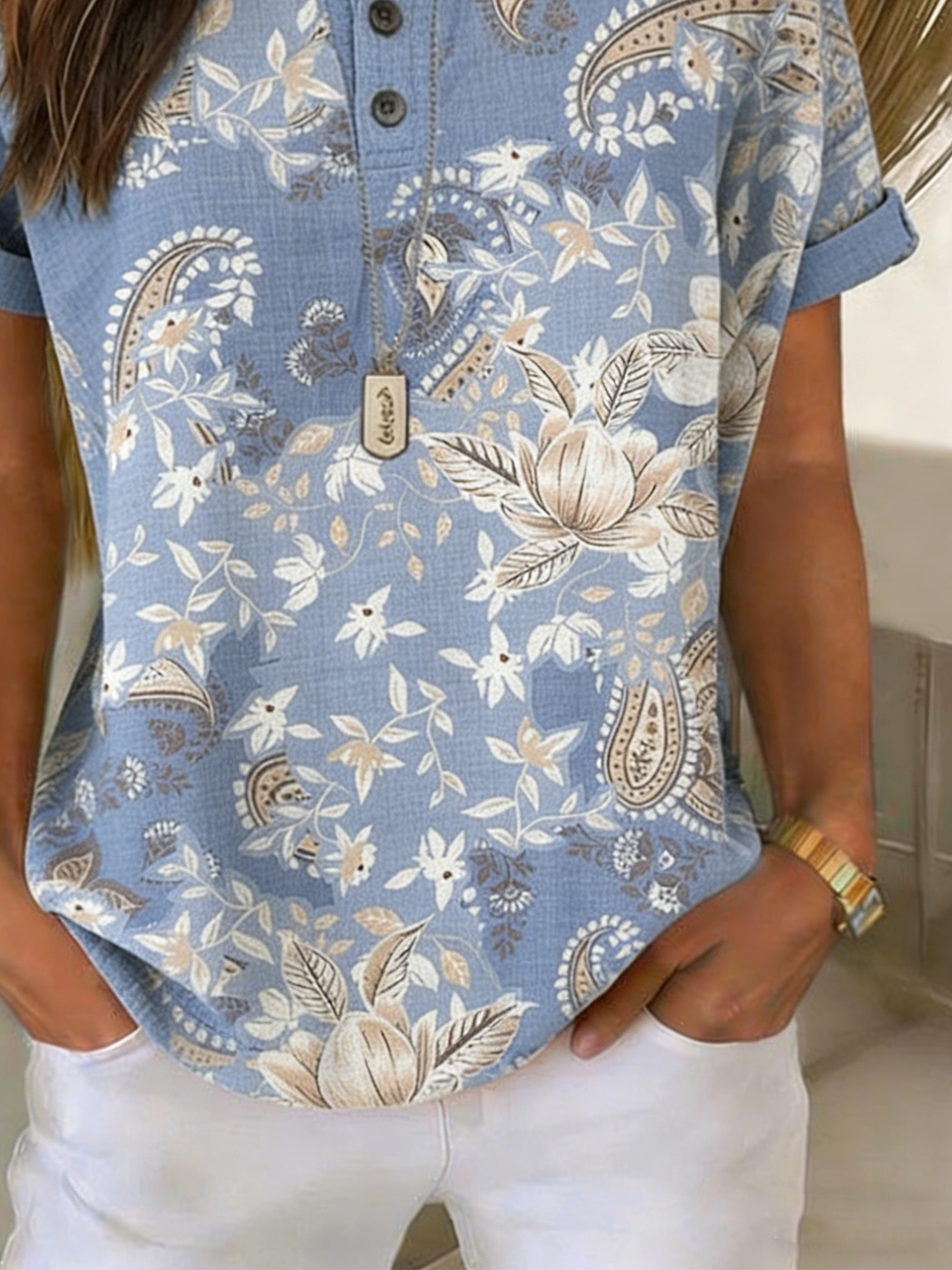 Others Floral Casual Loose T-Shirt