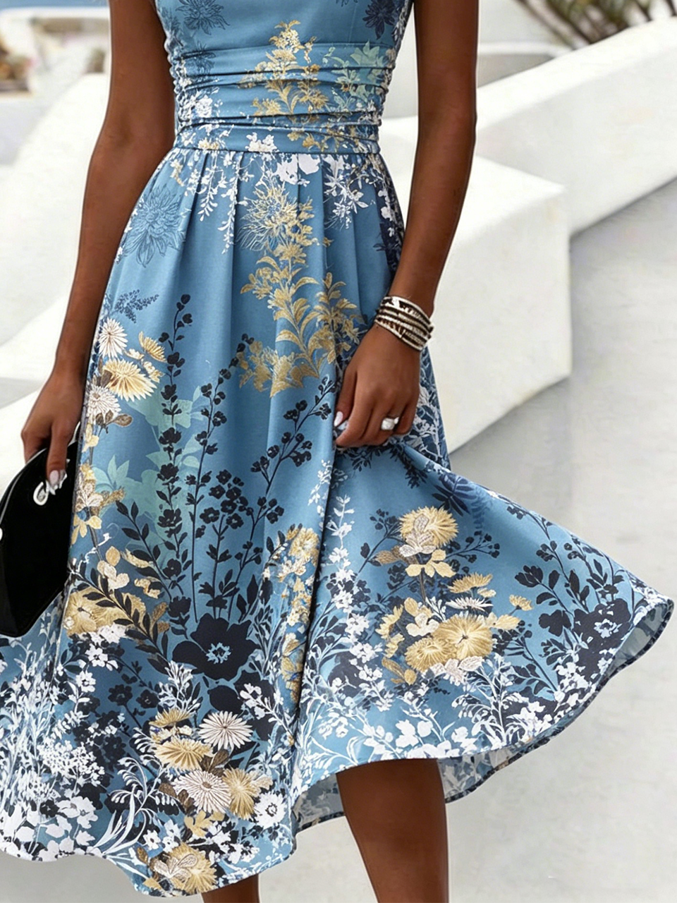 Vacation Regular Fit Crew Neck Dress With No