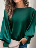 Vintage Stain Plain Crew Neck Long Sleeve Elegant Going Out Casual Top