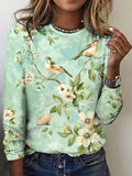 Casual Cotton Crew Neck Floral T-Shirt