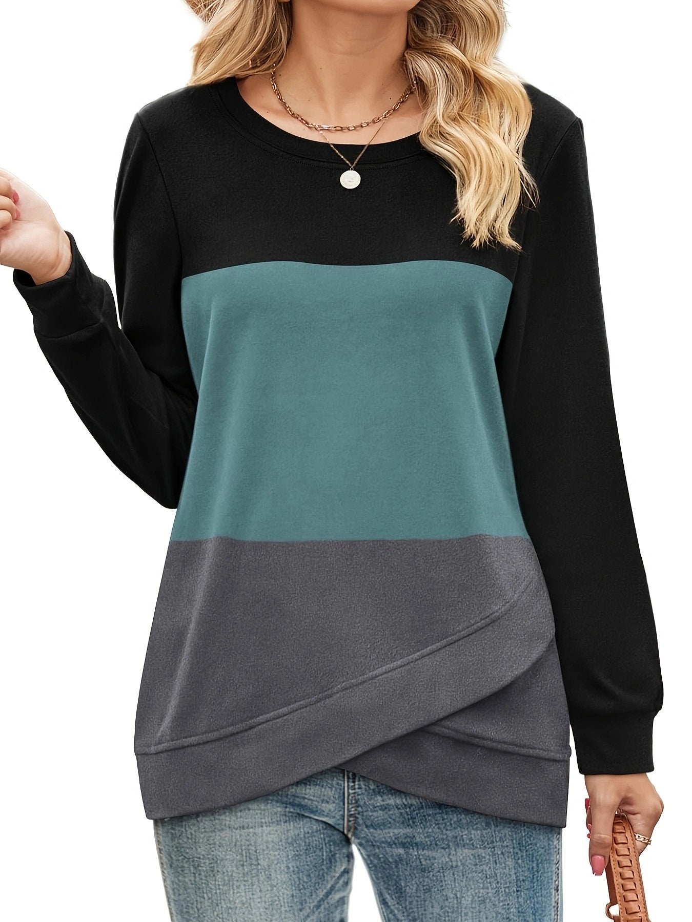 Cotton Casual Regular Fit Color Block Sweatshirt