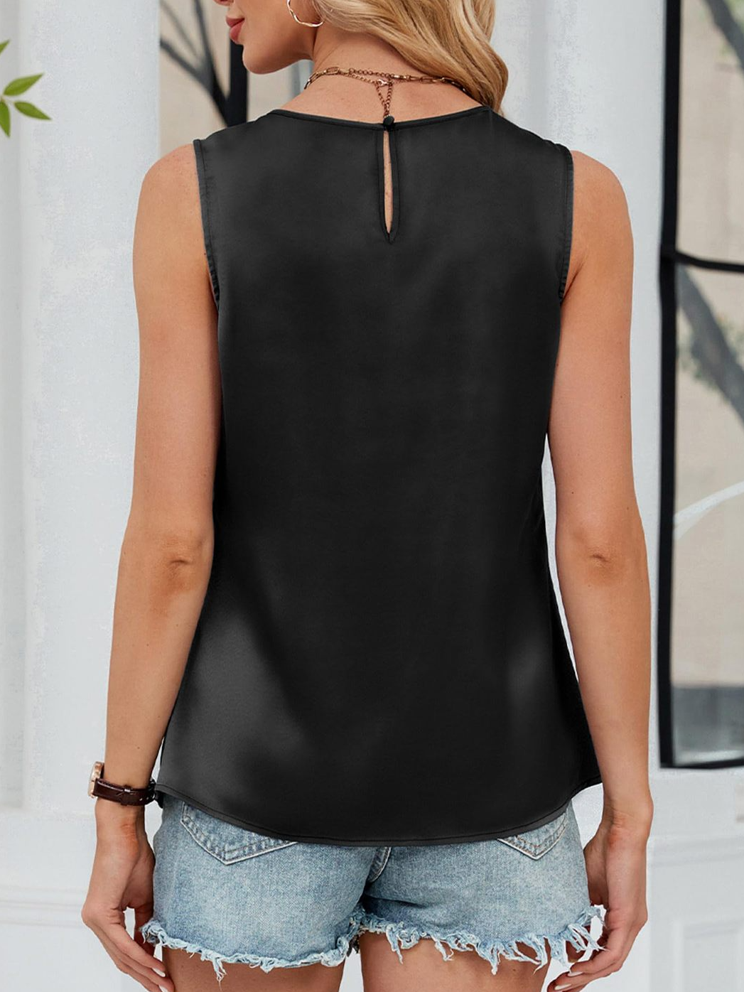 Elegant Plain Crew Neck Tank Top