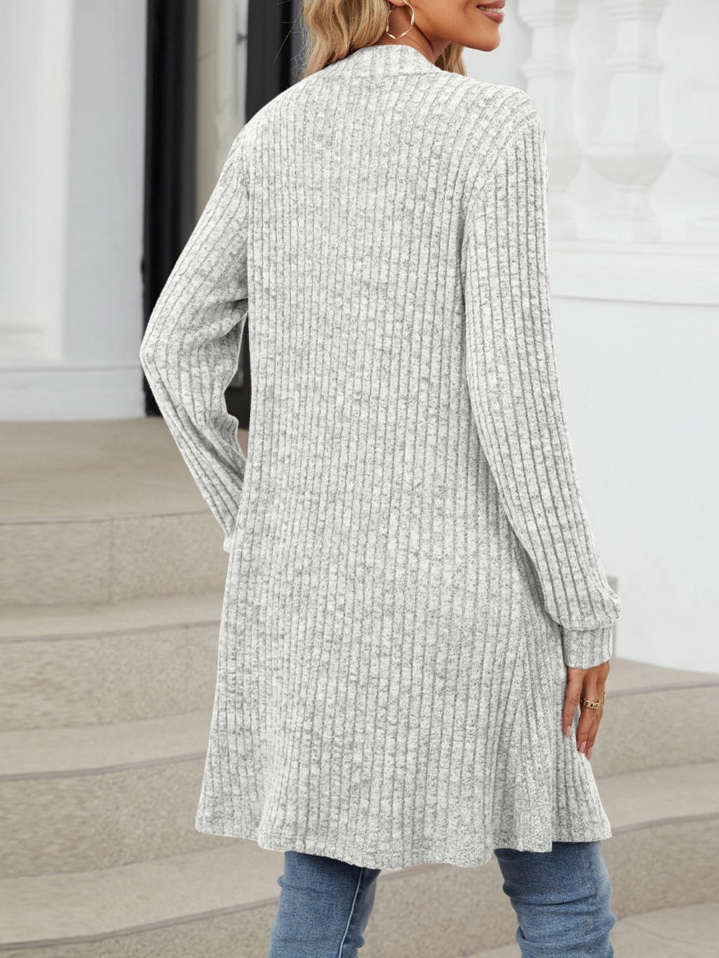 Lady Romance Wrap Rayon Pocket Autumn And Winter Long Solid Color Long Sleeve Loose Cardigan