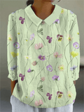 Floral Shawl Collar Loose Vintage Shirt