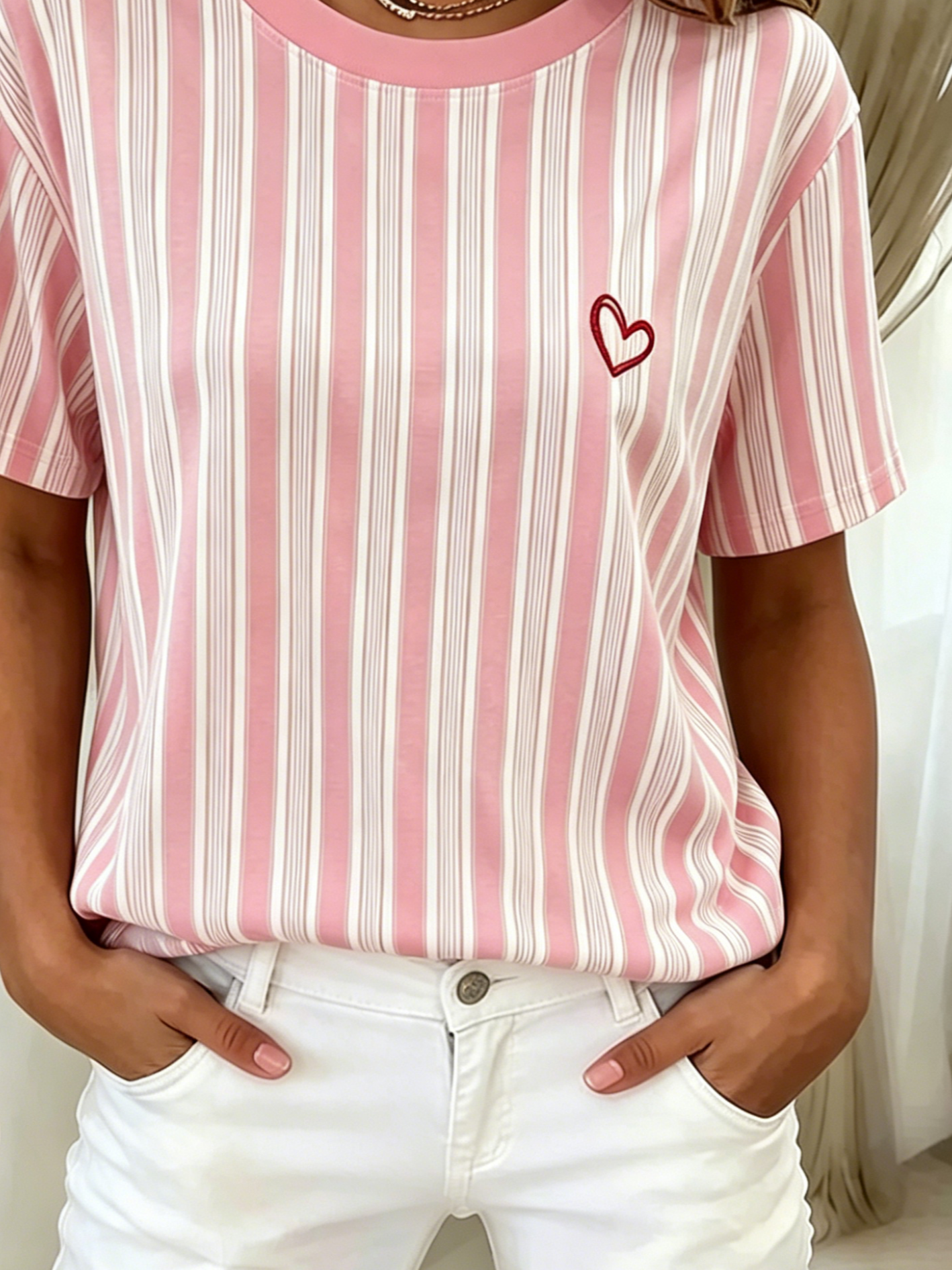 Casual Striped Cotton Regular Fit T-Shirt