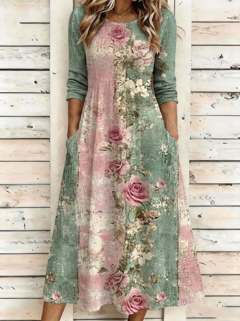 Floral Loose Elegant Dress With No