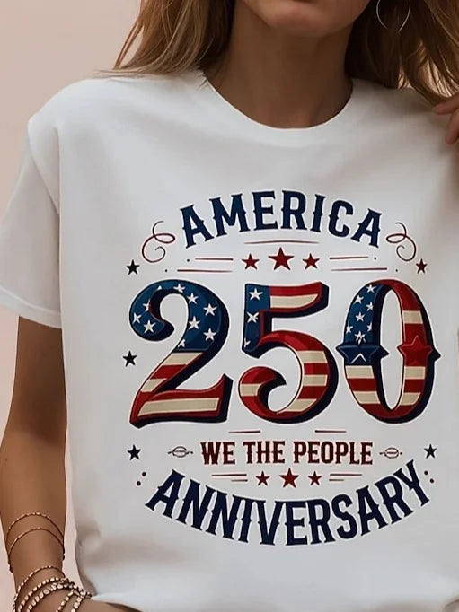 Casual Regular Fit America Flag T-Shirt