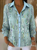 Shirt Collar Gradient Pattern Loose Simple Shirt