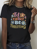 Women's Short Sleeve T-shirt Summer Black Text Letters Printing Jersey Crew Neck Daily Going Out Casual Top
