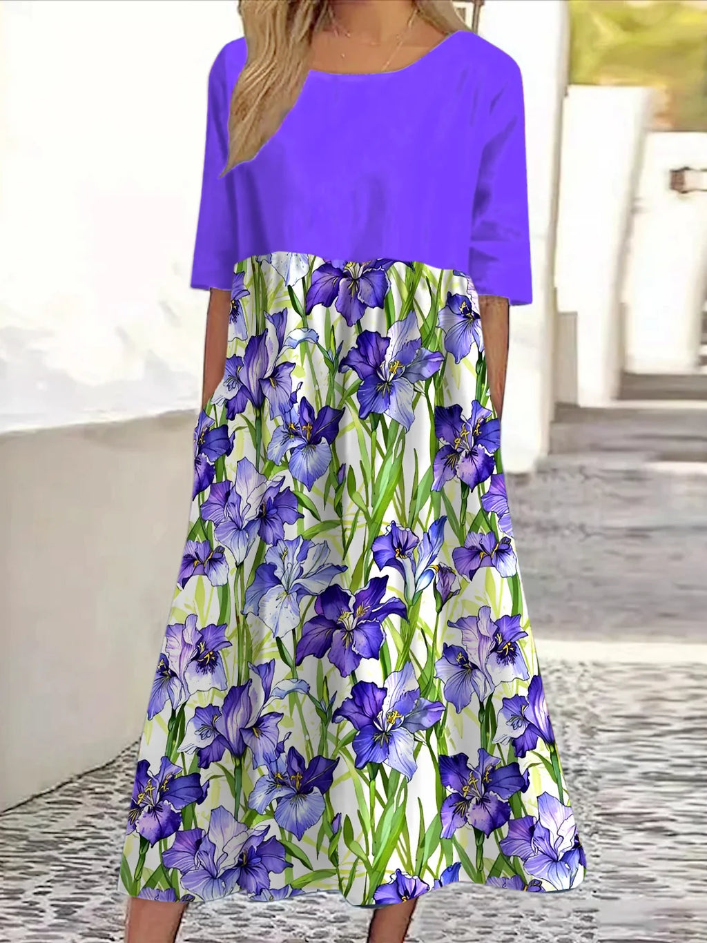 Cotton Floral Casual Dress With No