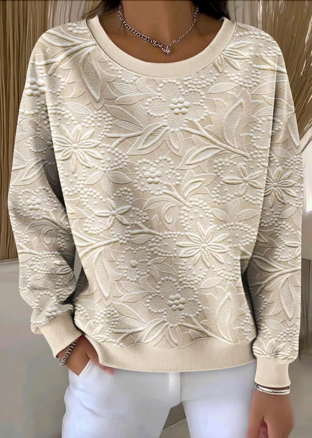 Regular Fit Crew Neck Casual Cotton Sweatshirt
