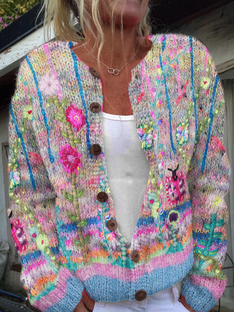 Vintage floral button cardigan