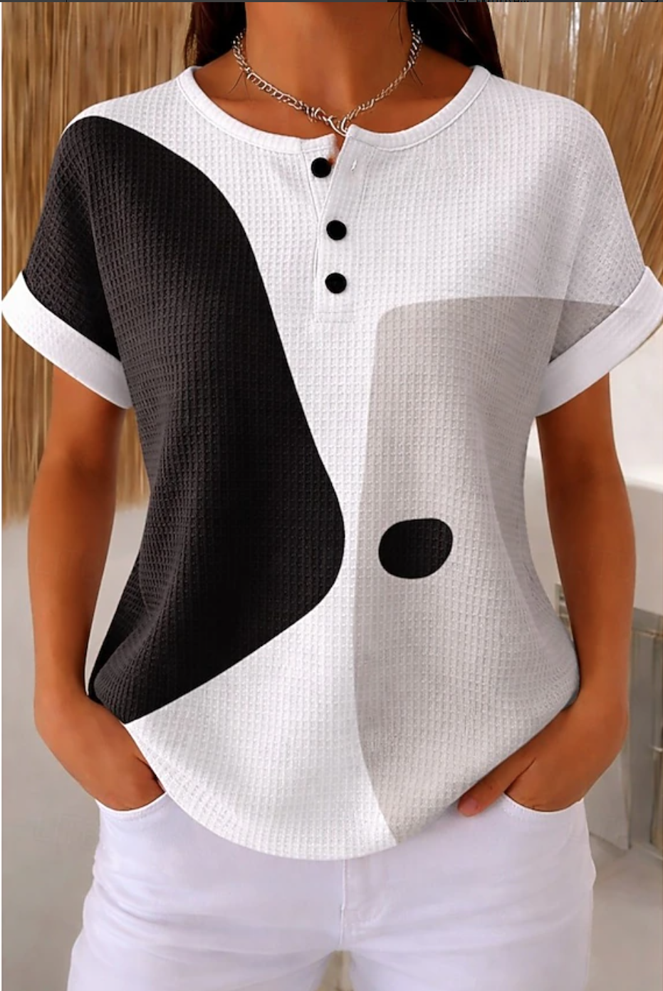 Vintage Abstract Graphic Loose Others T-Shirt
