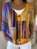 Loose Knitted Geometric Vintage Cardigan