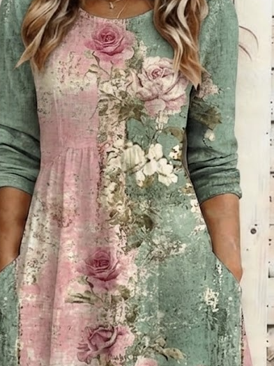 Floral Loose Elegant Dress With No